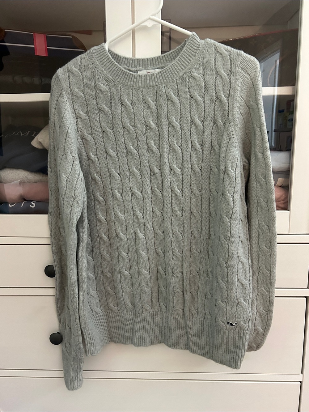 Vineyard Vines Men's Cable Knit Crewneck Sweater - Sage Green